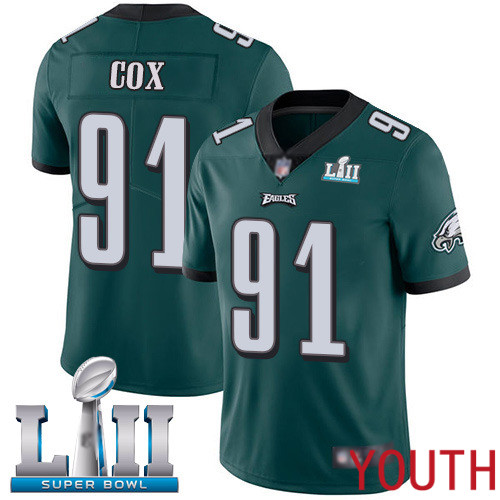 Youth Philadelphia Eagles #91 Fletcher Cox Midnight Green Team Color Vapor Untouchable NFL Jersey Limited Player->youth nfl jersey->Youth Jersey